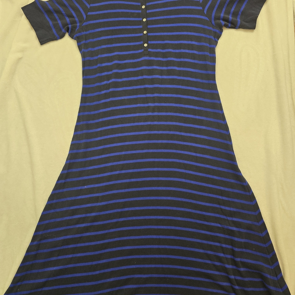 Women's Black & Blue Stripe Button-Front Knit Dress